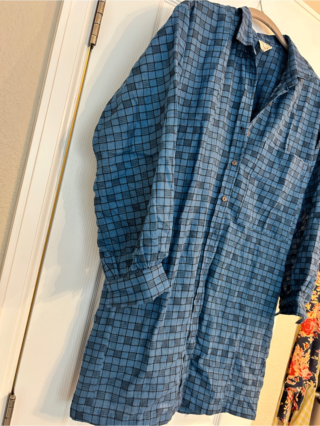 World Of Crow Painters Smock In Blue Plaid — image 2 of 4